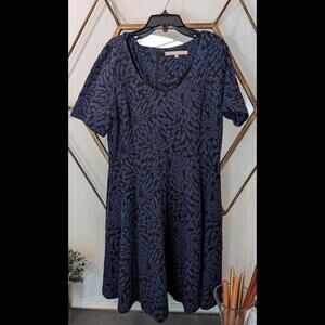 Anthropologie Hutch Navy Blue Textured (jacquard) Cotton blend Knit Dress